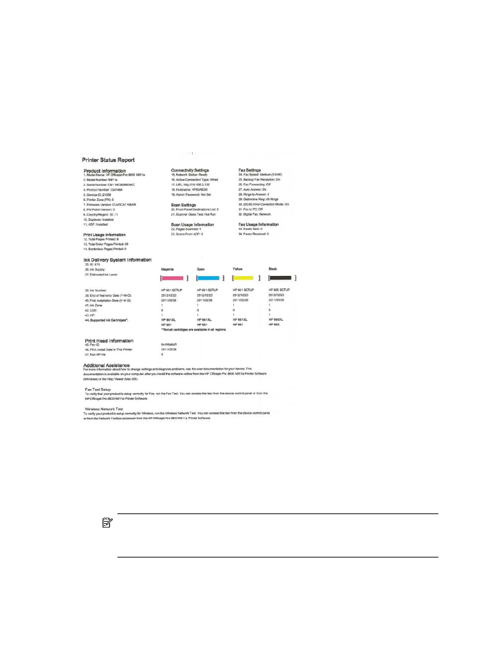 瞭解印表機狀態報告 - HP Officejet Pro 8600